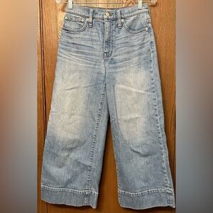 Madewell Slim Wide Leg Crop Jeans Size 26 High Rise Eastwick Light Wash Stretch